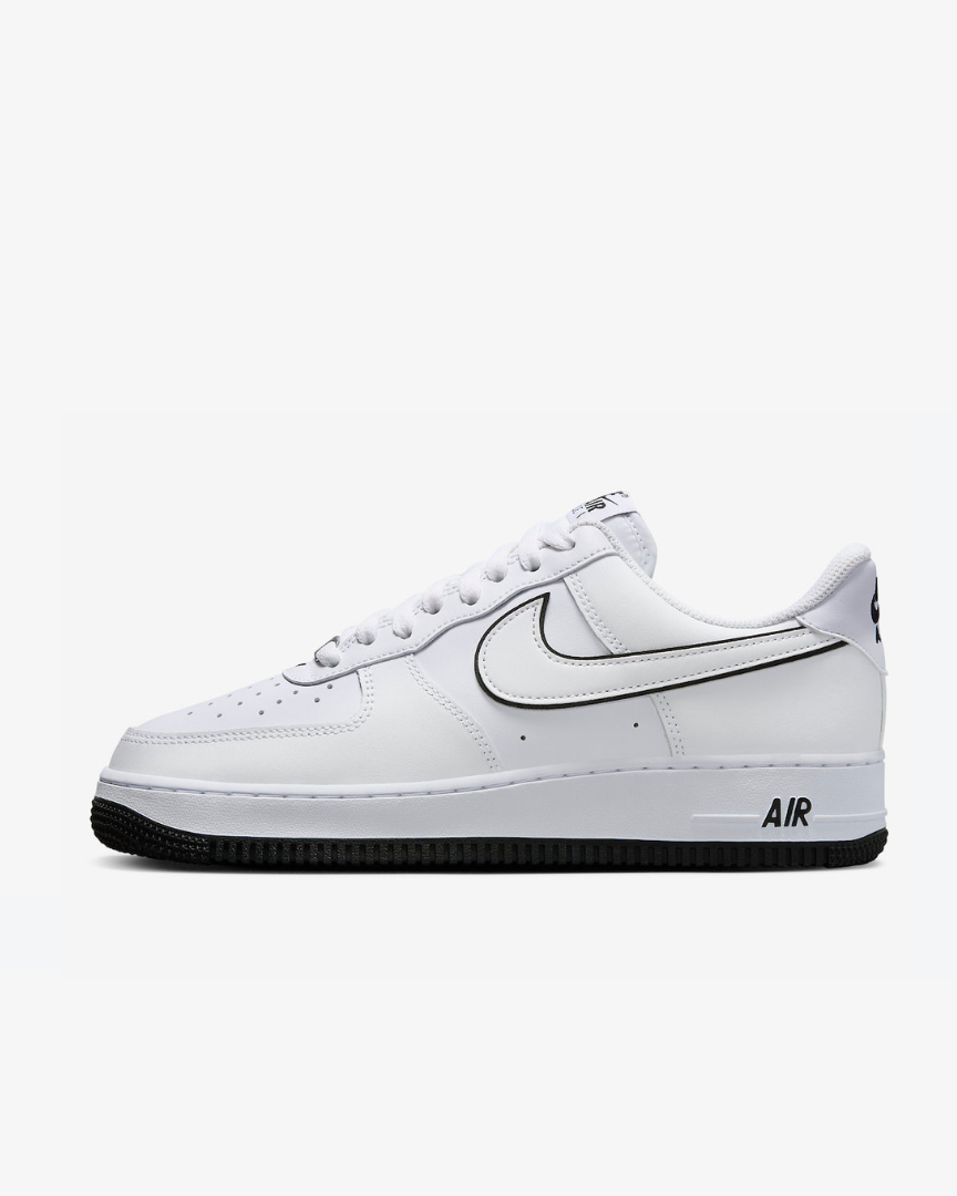 Tenis Air Force 1 '07 Low White Black Outline Swoosh